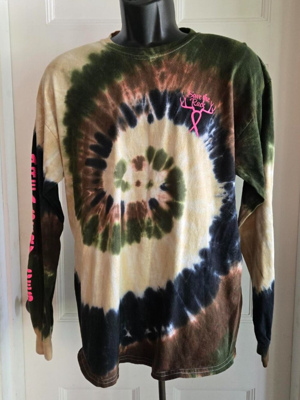 SAVE THE RACK TIE DYE BROWN & TAN LONG SLEEVE T-SHIRT SIZE LARGE